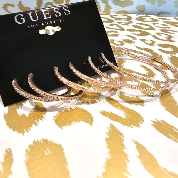 Guess Jewelry - New! Guess Classic Hoops Gold Plated Trio